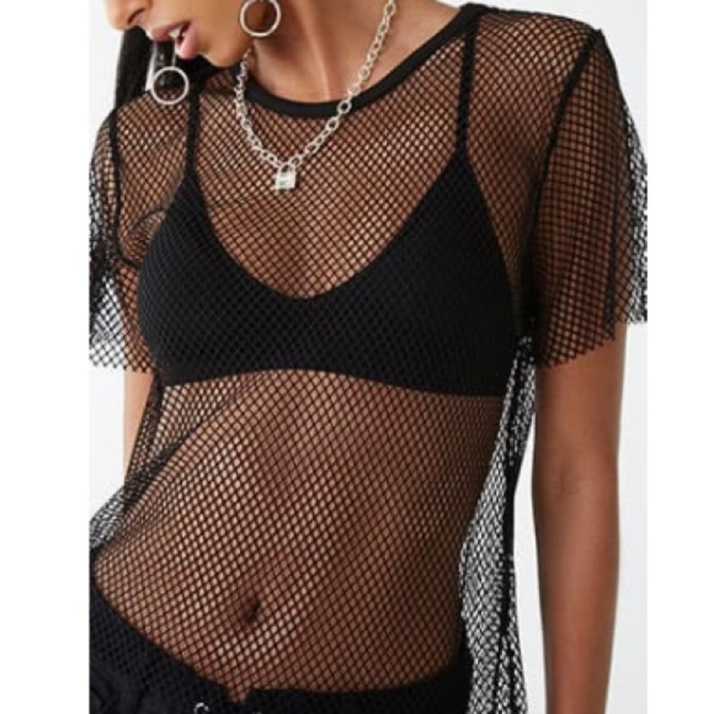 Forever21 Black Mesh Top (S) *NEW